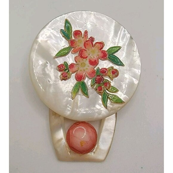 Vintage Abalone Shell Floral Brooch Pin‎ Pendant - Picture 1 of 3